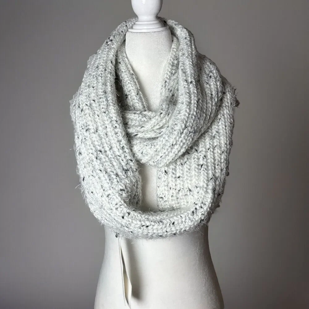 Calvin Klein Infinity Scarf  White Black Tones 33” X 12” Accessories